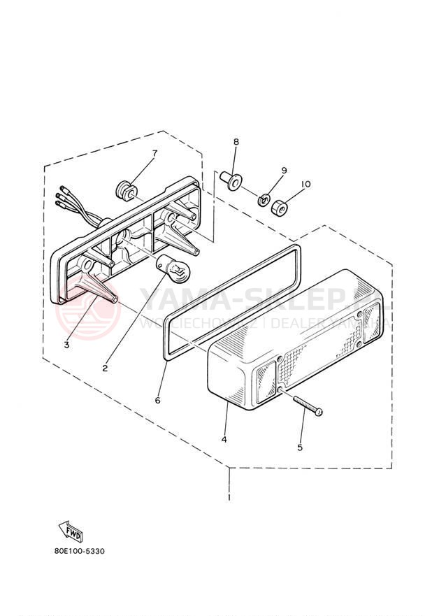 Schemat "lampa tył" do Yamaha BR250TY
