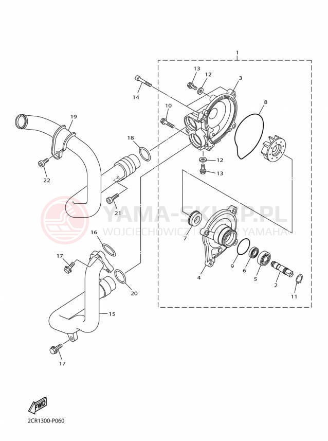 Schemat "Pompa wody" do Yamaha YZFR1M YZFR1MF/YZFR1MFC