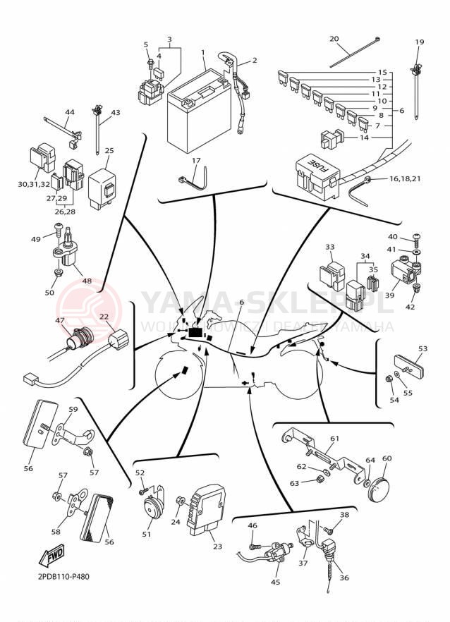 Schemat "układ elektryczny" do Yamaha FJR1300ES FJR13ESFC/FJR13ESF