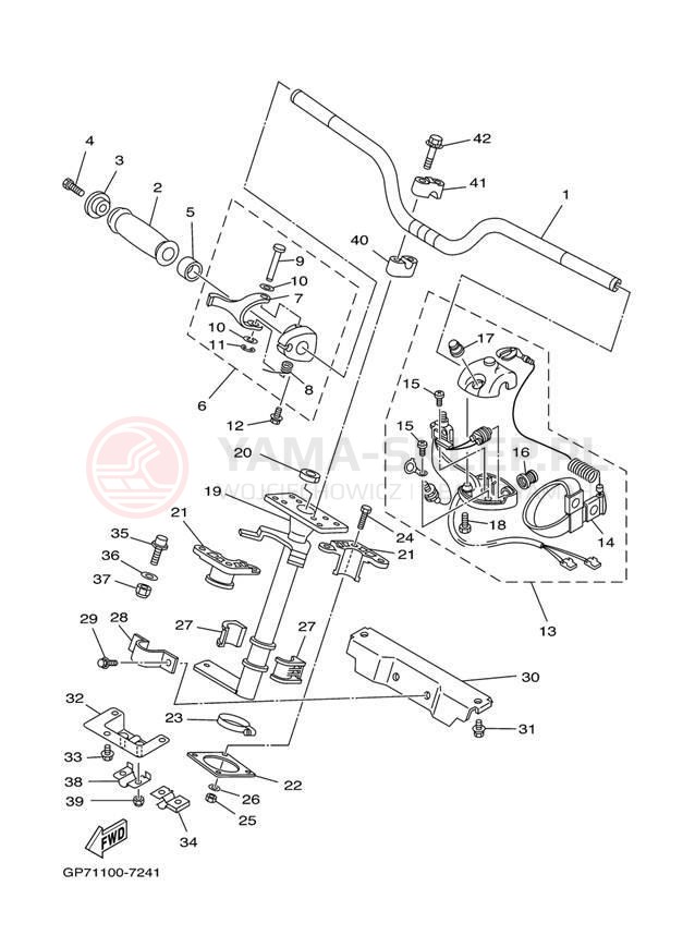 Schemat "Kierownica i osprzęt" do Yamaha GP800 GP800Y