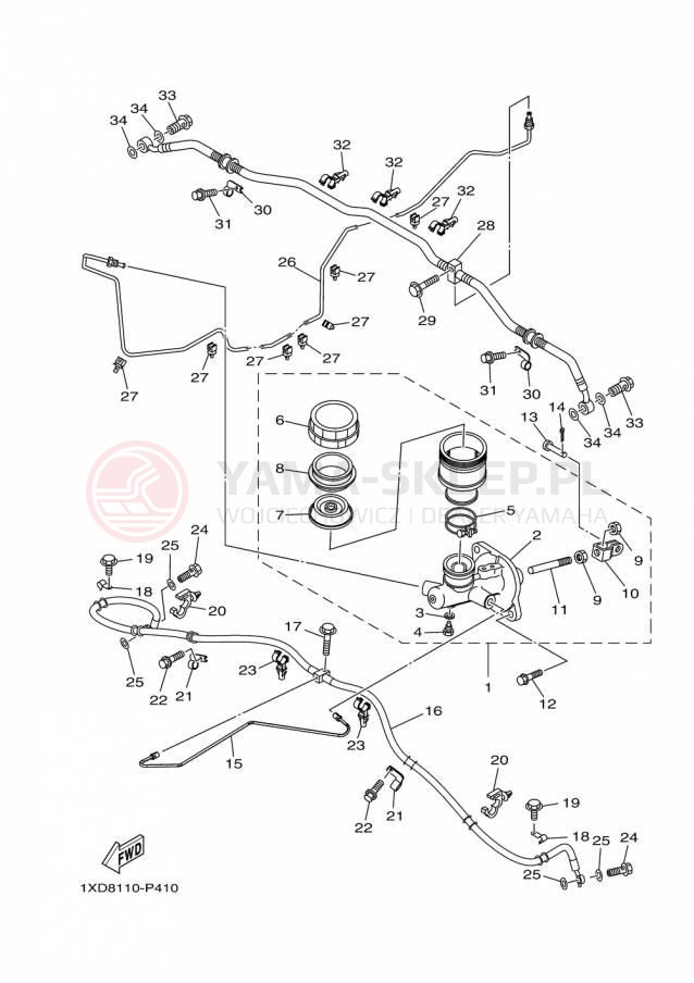Schemat "Pompa hamulcowa przednia" do Yamaha VIKING EPS YXM700PFL