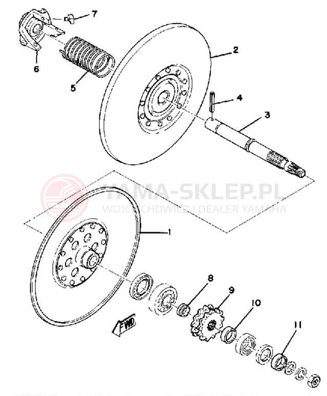 Schemat "Przeniesienie napędu" do Yamaha GP440A