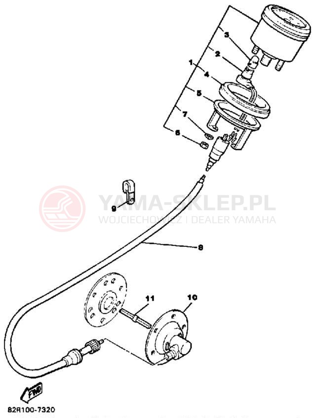 Schemat "licznik" do Yamaha BRAVO T (LONG TRACK) BR250TN
