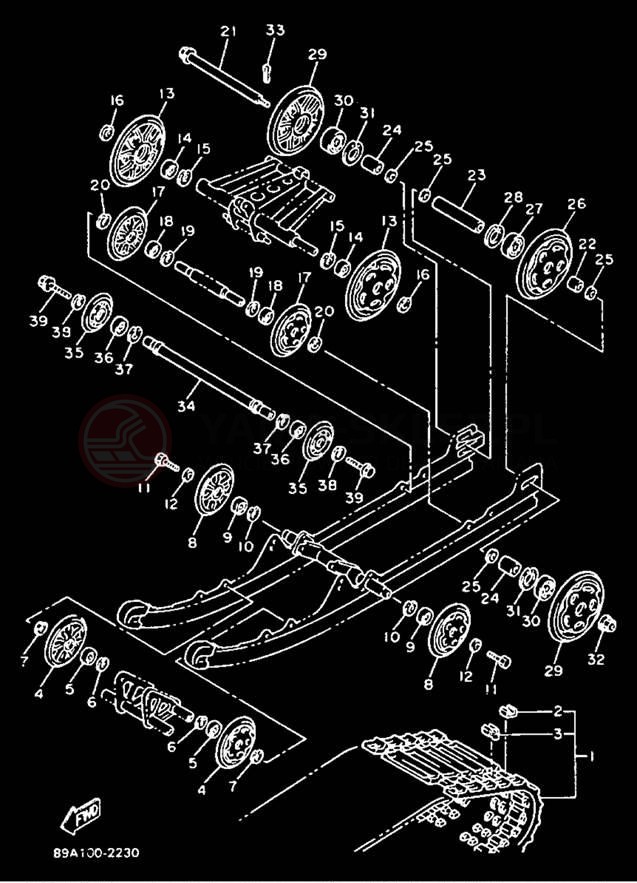 Schemat "Zawieszenie gąsiennicy" do Yamaha VMAX-4 VX750S