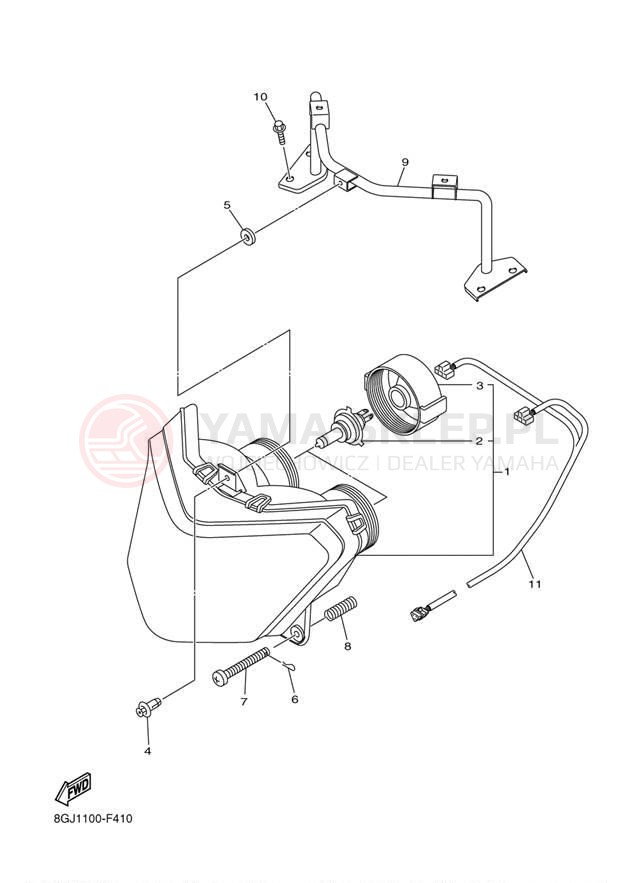 Schemat "Lampa przód" do Yamaha VENTURE LITE PZ50VTW