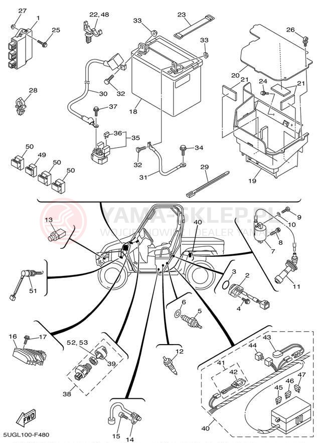 Schemat "układ elektryczny" do Yamaha RHINO 660 YXR66FW