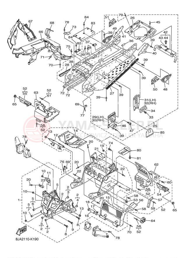 Schemat "rama" do Yamaha RS VECTOR GT RS90GTAS