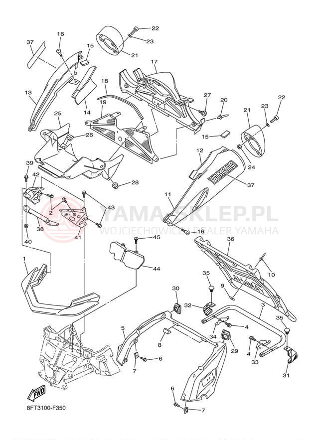 Schemat "zderzak" do Yamaha ATTAK GT RXW10GTW/RXW10W