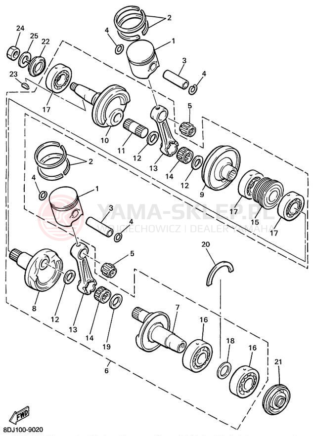 Schemat "Wał korbowy, tłok" do Yamaha PHAZER 500 PZ500C