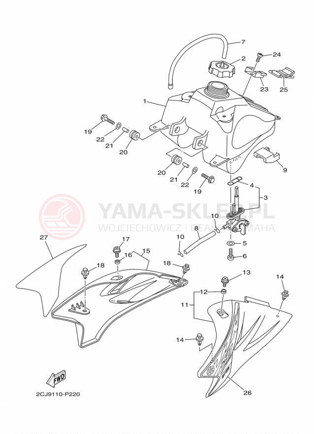 Schemat "zbiornik paliwa" do Yamaha TTR50E TTR50EF