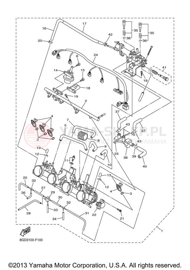 Schemat "Wtrysk paliwa" do Yamaha APEX RTX RX10RTRXB