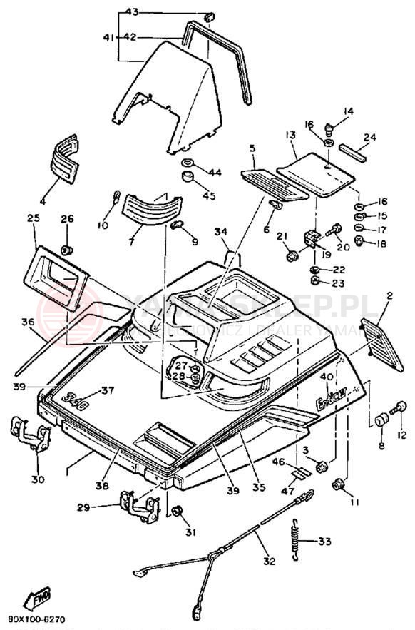 Schemat "SHROUD - WINDSHIELD" do Yamaha ENTICER 340 ET340K