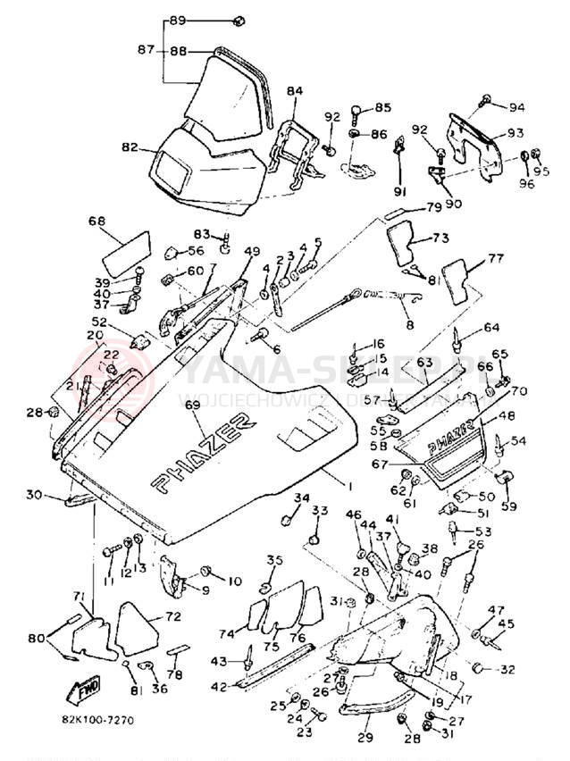 Schemat "SHROUD - WINDSHIELD" do Yamaha PHAZER PZ480L