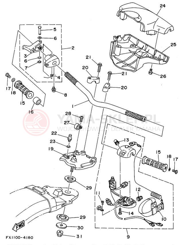Schemat "Kierownica i osprzęt" do Yamaha FX-1 FX700T