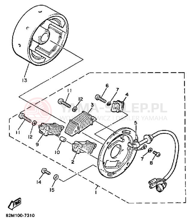 Schemat "prądnica" do Yamaha EXCITER EX570N