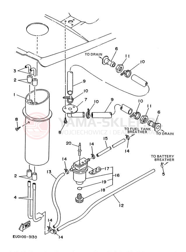 Schemat "odpowietrzenie" do Yamaha WAVERUNNER LX WR650R