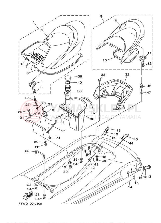 Schemat "Siedzenie i schowek" do Yamaha FX CRUISER SHO FX1800AK