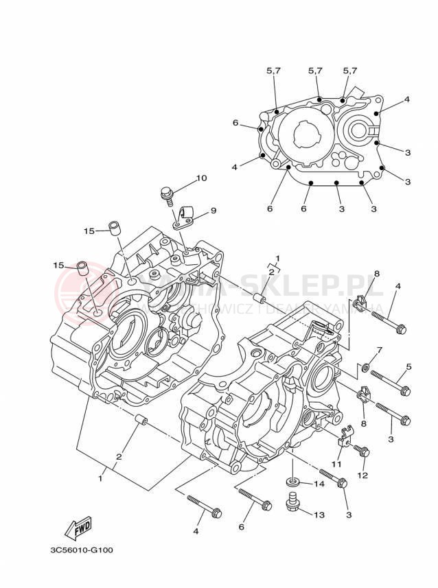 Schemat "Obudowa silnika" do Yamaha XT250 XT250F/XT250FC