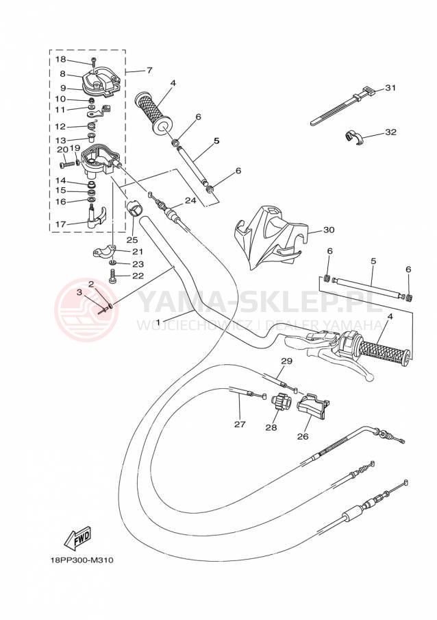 Schemat "Kierownica i osprzęt" do Yamaha YFZ450R SE YFZ450RSFB