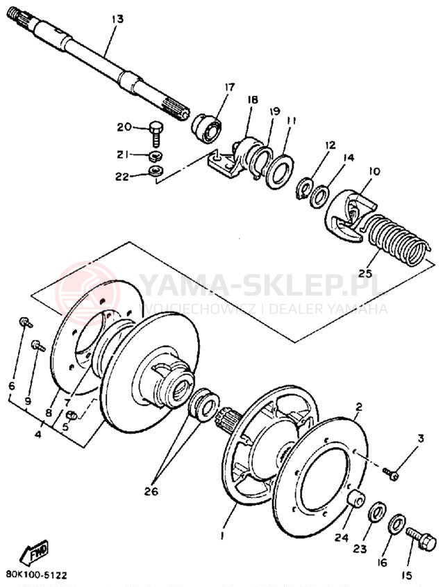 Schemat "Przeniesienie napędu" do Yamaha PHAZER PZ480N