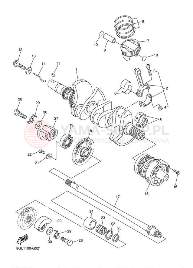 Schemat "Wał korbowy, tłok" do Yamaha FX NYTRO RTX SE FX10RTRSZL