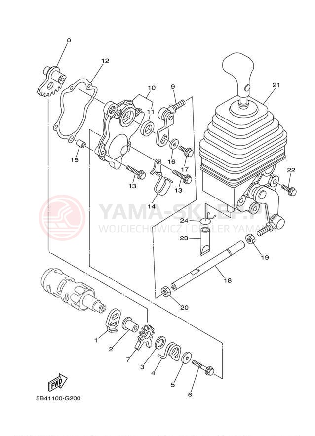 Schemat "Dźwignia zmiany biegów, wałek" do Yamaha RHINO 700 FI HUNTER YXR7FHY