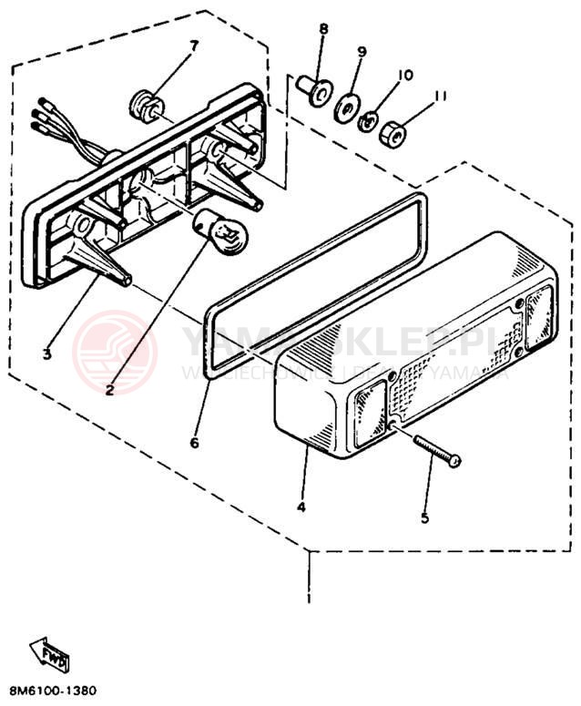 Schemat "lampa tył" do Yamaha XLV XL540N