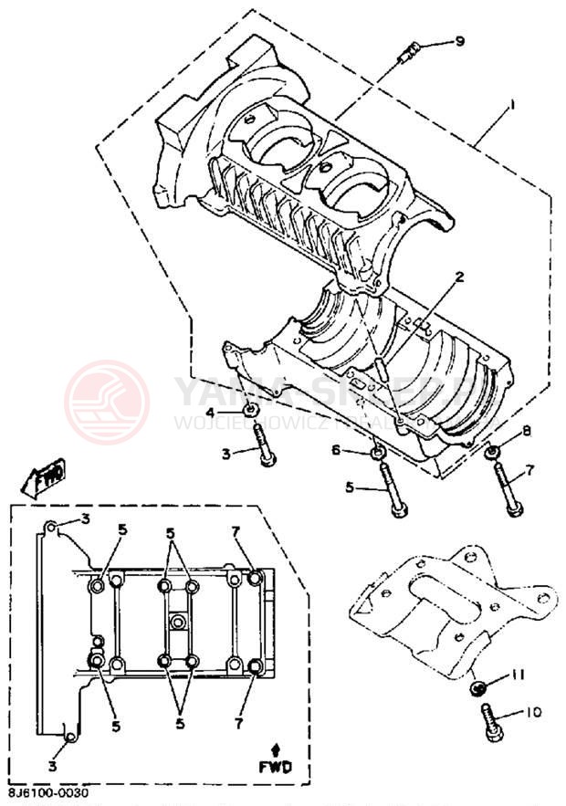 Schemat "Obudowa silnika" do Yamaha ENTICER 340 ET340K