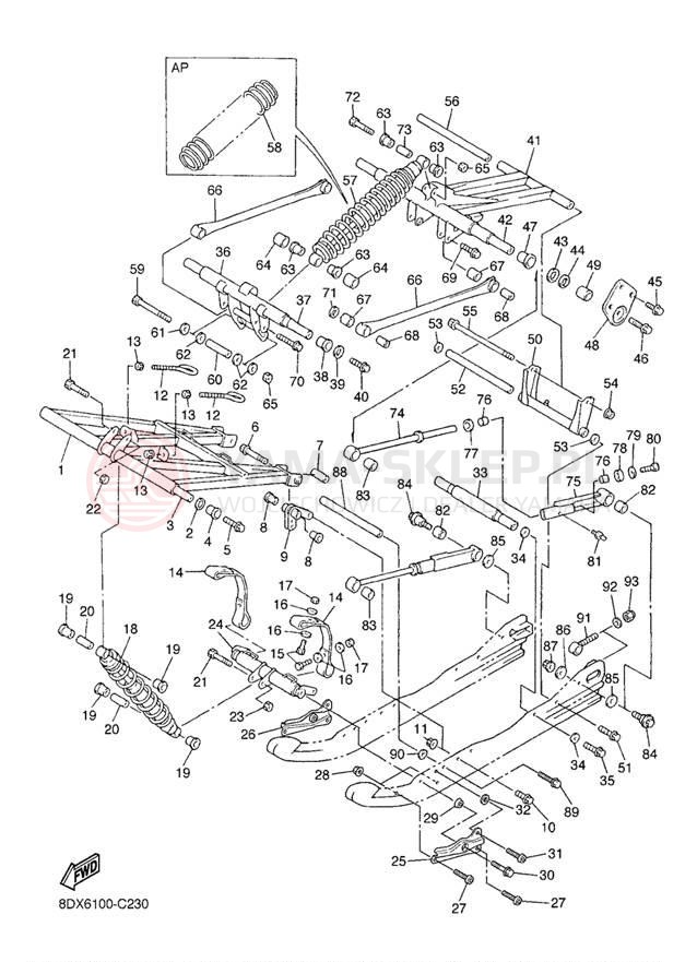 Schemat "Zawieszenie gąsiennicy" do Yamaha VENTURE XL VT500XLL