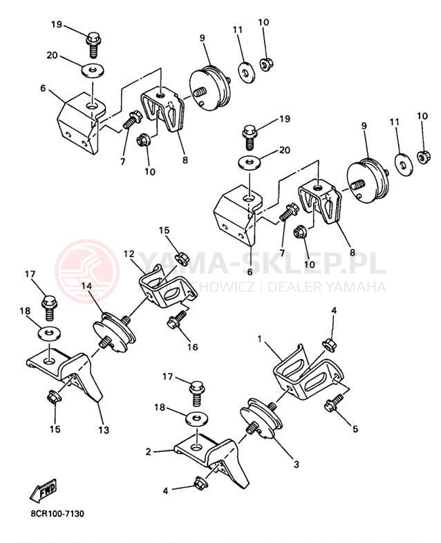 Schemat "Mocowanie silnika" do Yamaha VMAX 500 XT VX500XTB