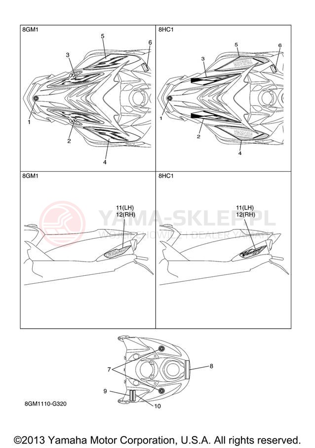 Schemat "naklejki" do Yamaha RS VECTOR RS90RXB/RS90GTXL