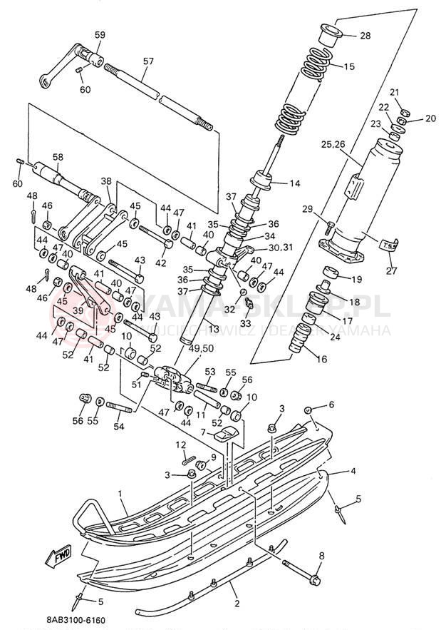 Schemat "płozy" do Yamaha VMAX 600 VX600W