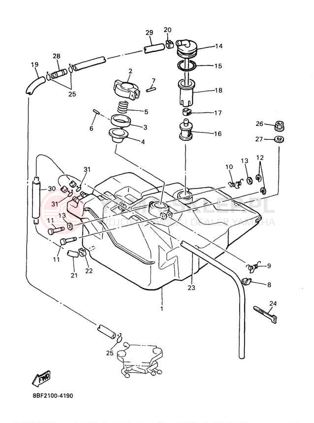 Schemat "zbiornik paliwa" do Yamaha VENTURE TR VT480TRA