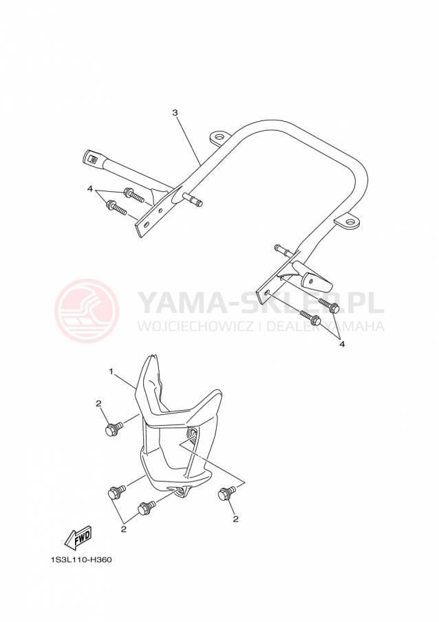 Schemat "osłona / stelaż" do Yamaha RAPTOR 700 YFM700RFL