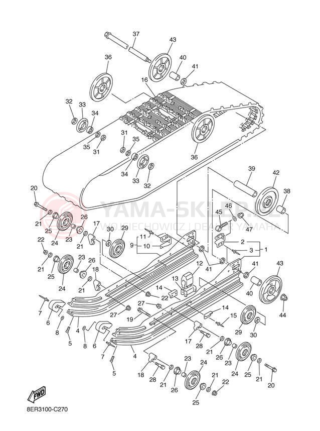 Schemat "Zawieszenie gąsiennicy" do Yamaha RX-1 ER RX10RJ/RX10RSJ