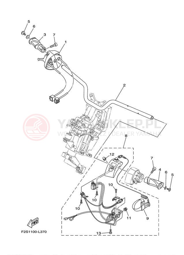 Schemat "Kierownica i osprzęt" do Yamaha WAVE RUNNER FX SHO FA1800M