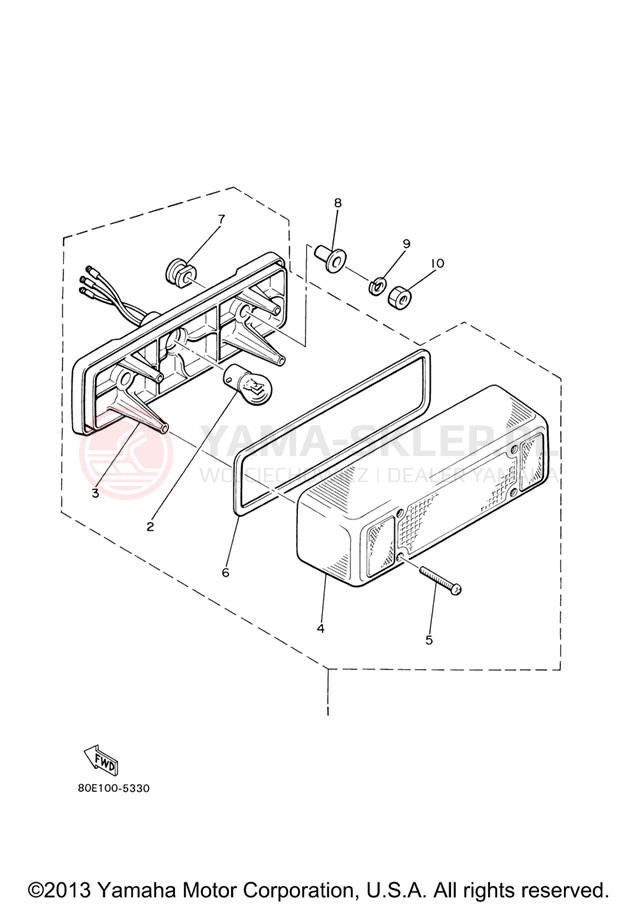 Schemat "lampa tył" do Yamaha BR250TX
