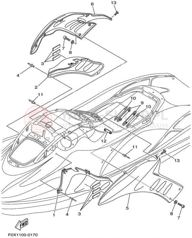 Schemat "ENGINE HATCH" do Yamaha GP1200R GP1200AZ