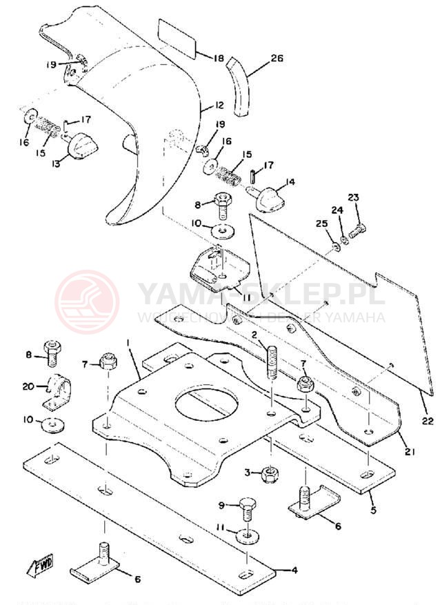 Schemat "Mocowanie silnika" do Yamaha GP440A