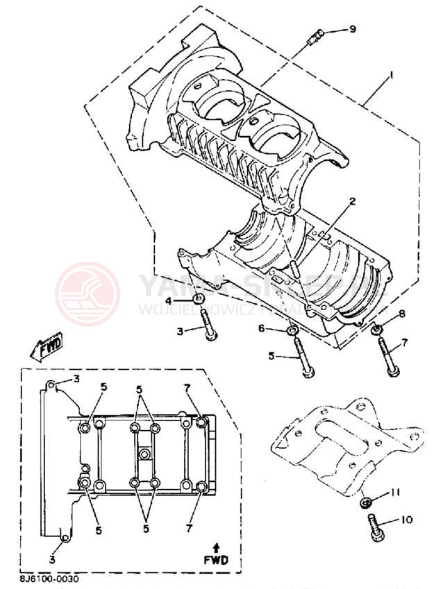 Schemat "Obudowa silnika" do Yamaha ENTICER 340 ET340M