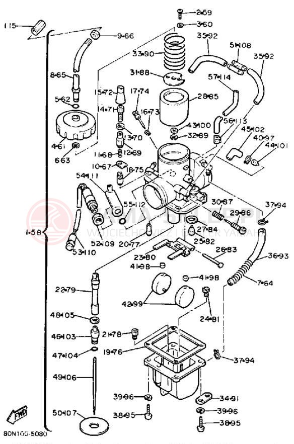 Schemat "gaźnik" do Yamaha V-MAX VMX540J
