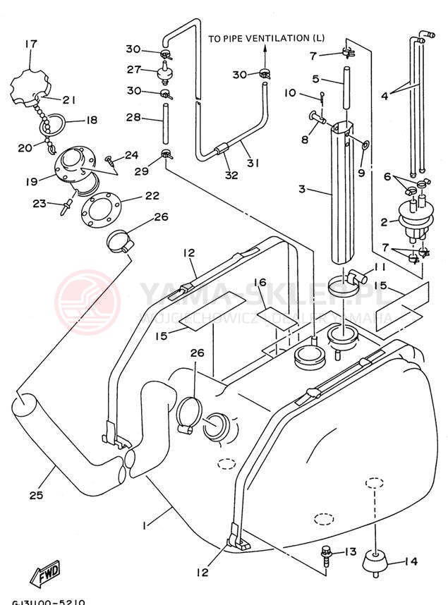 Schemat "zbiornik paliwa" do Yamaha WAVE VENTURE 700 WVT700U
