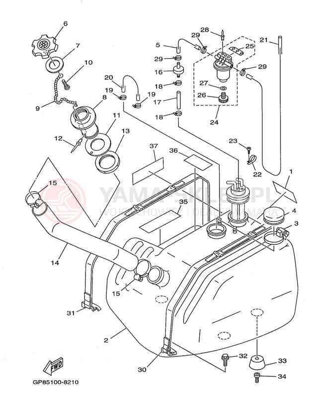 Schemat "zbiornik paliwa" do Yamaha WAVE RUNNER GP1200 GP1200W