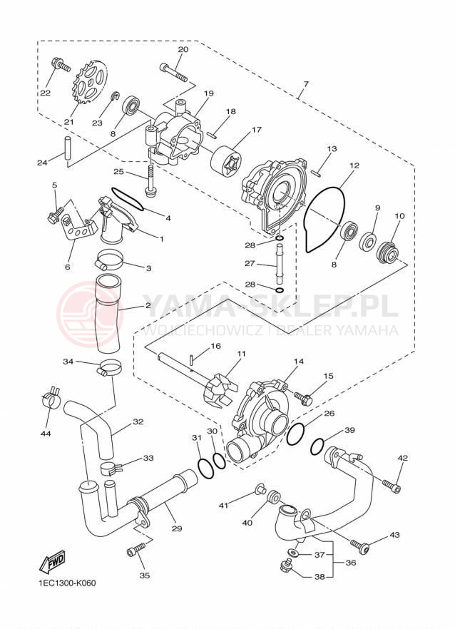 Schemat "Pompa wody" do Yamaha FZS1 FZS10FGY/FZS10FCGY
