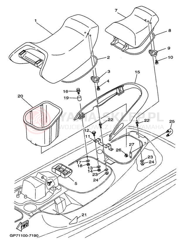 Schemat "Siedzenie i schowek" do Yamaha WAVE RUNNER GP760 GP760V