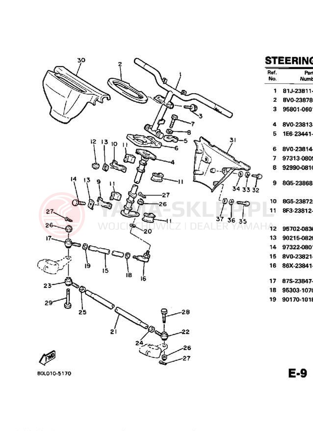 Schemat "Półki zawieszenia" do Yamaha PZ480EK