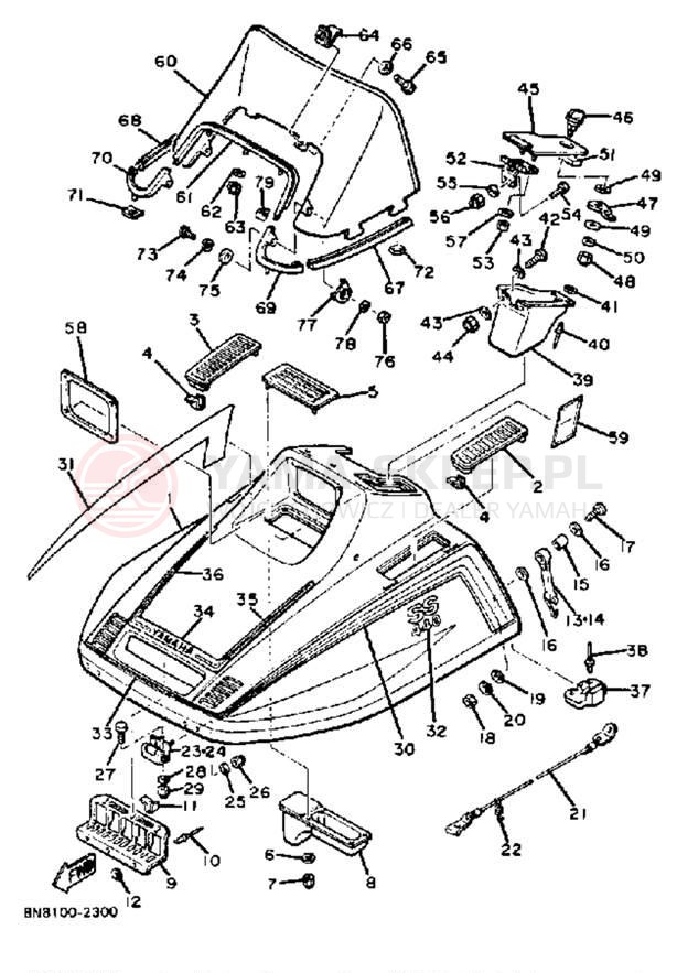Schemat "SHROUD - WINDSHIELD" do Yamaha SS440F