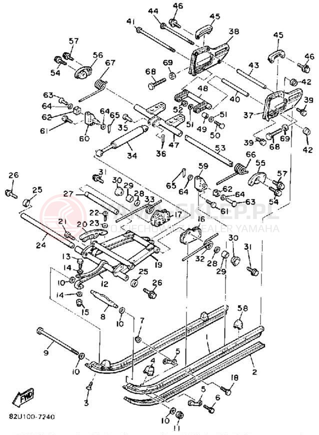Schemat "Zawieszenie gąsiennicy" do Yamaha ET340TL