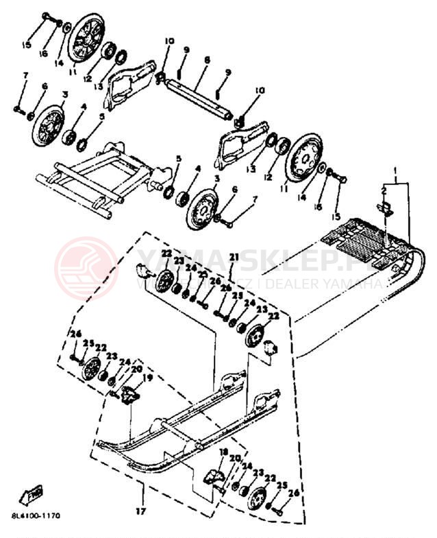 Schemat "Zawieszenie gąsiennicy" do Yamaha EXCEL III EC340H