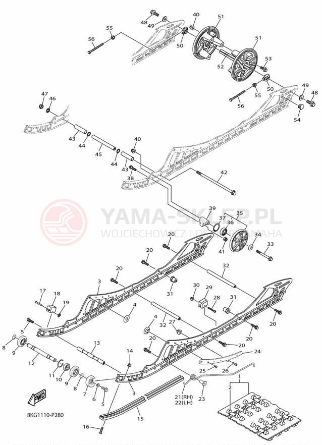 Schemat "Zawieszenie gąsiennicy" do Yamaha SRVIPER M TX 153 SR10M53FB